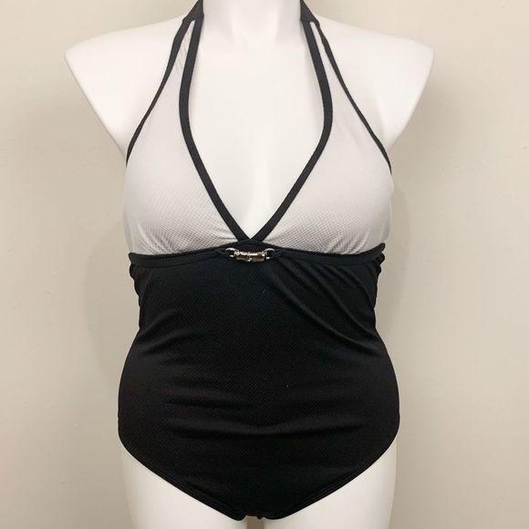 White and Black Swim Suit Size 14 - Picture 1 of 6